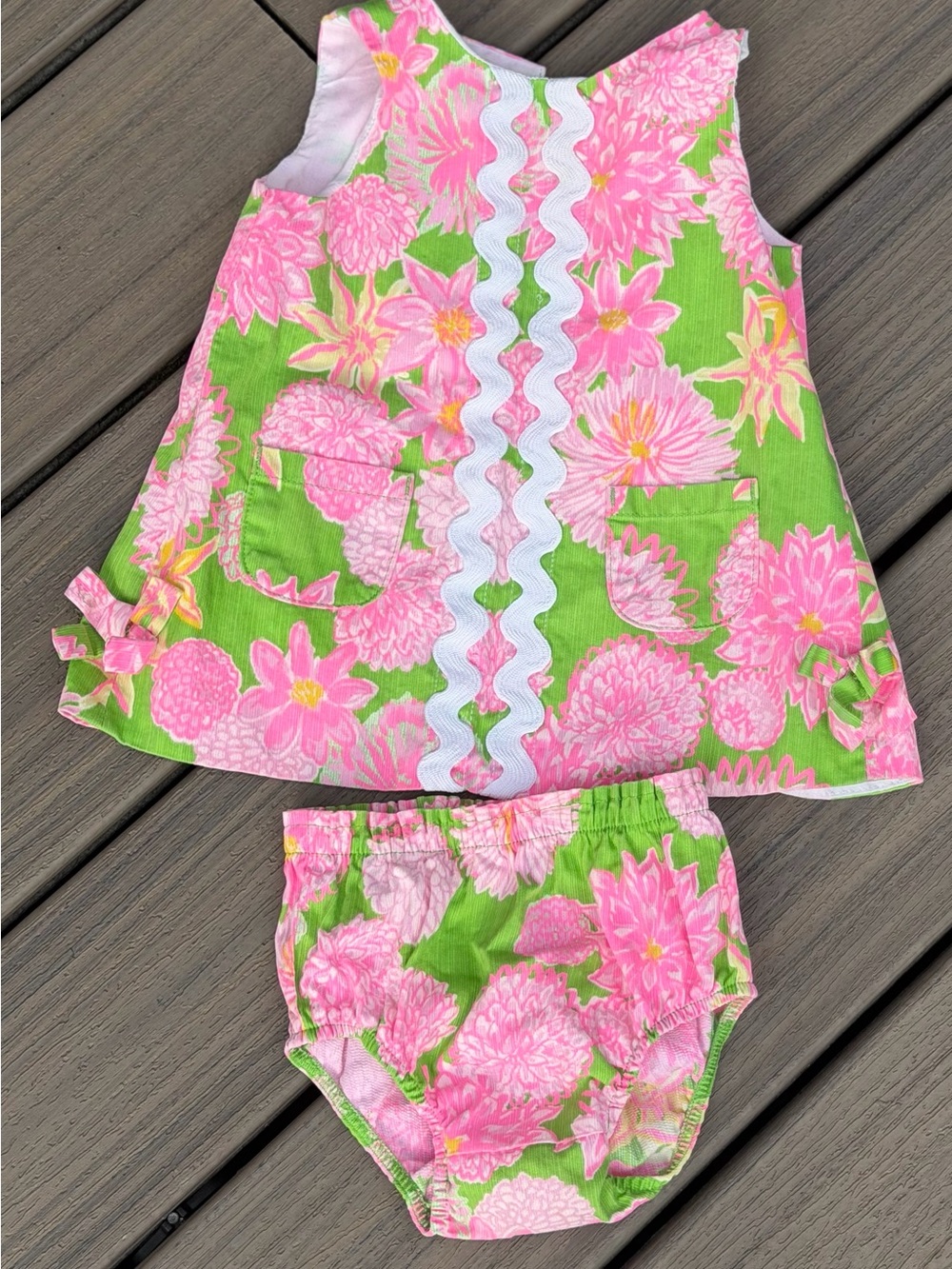 Lilly Pulitzer Girls Pink & Green Floral Dress Set